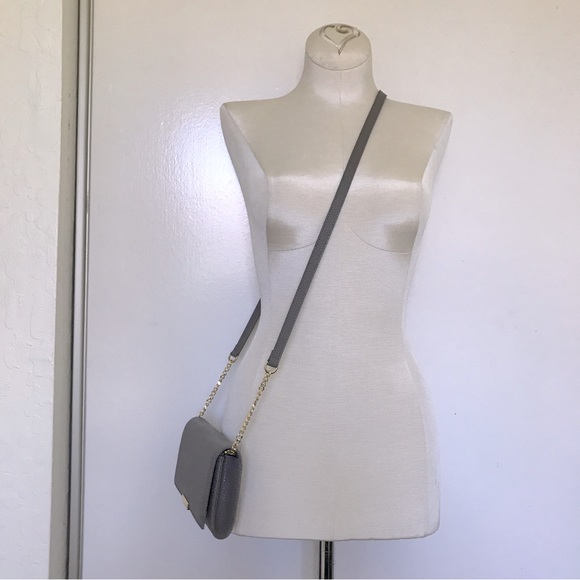 Ted Baker London Handbags - Ted Baker London Envelope Clutch Small Shoulder Crossbody Bag Taupe Grey Gold